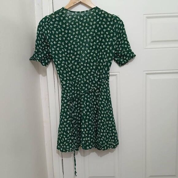 Reformation womens small lucky mini wrap emerald green dress - Picture 3 of 6